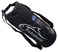 Fishoholic Sac étanche - Sacs de matériel 100 % étanches - Fermeture sûre - Robuste et durable pour kayak, bateau, pêche, randonnée, camping, planche de pagaie et hayon (noir, 30 l)