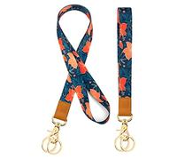 FISHSHOP Lanyard Strap Neck,1 Pièces Cordon Tour de Cou et 1 Pièces Lanière De Poignet Porte-Clés,Idéal pour d'Identification, Clés, Téléphone Portable (Red)