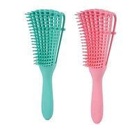 FishSmooth Brosse démêlante for cheveux bouclés, afro texturé 3a à 4c crépus ondulés for humides/secs/longs et épais, peigne de massage, brosse démêlante, démêlante, 3 pièces, rose/401(Green Pink,2pc)