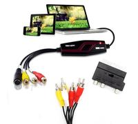 FISHTEC Adaptateur Vidéo et Audio Câble de Capture Numérique | Convertisseur VHS Hi8 vidéo 8 vers PC, transfert USB 2.0, logiciel OBS QuickTime, compatible Windows Mac, RCA Péritel