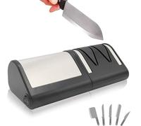 FISHTEC - Aiguiseur électrique Master Blades noir - 4 fentes diamant affûtage et polissage - Pour couteaux acier et céramique - Appui stable antidérapant - Nettoyage facile démontable Noir