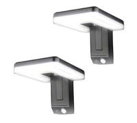 Fishtec Appliques solaires pliables lot de 2 - Éclairage mural puissant 32 LED blanc froid orientable détecteur de mouvement - Luminaire extérieur pour entrée jardin façade cour