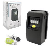 Fishtec Boite à Clé Sécurisée avec Code 4 Chiffres - Mini Coffre Fort Clef Fixation Murale, Utilisation Extérieur/Intérieur Eclairage LED Etanche + Clapet de Fermeture Noir