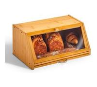 Fishtec boîte à pain en bambou - couvercle vitré transparent, planche à