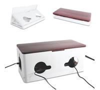 FISHTEC Boîte de rangement câbles effet bois - Cache multiprise pour 5 à 6 fiches - Avec aérations et passages de câbles
