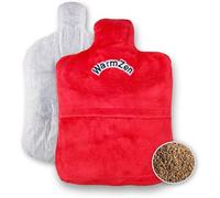 FISHTEC - Bouillotte naturelle graines de lin 30x21x3 cm - Housse polaire rouge douce - Micro-ondes 90 s chaleur détente - Freezer 3 h effet froid - Soulage douleurs dos ventre cervicales - Lavable