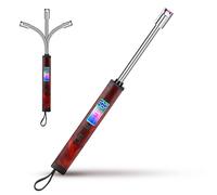 FISHTEC - Briquet plasma USB, tête flexible 360°, LCD, arc sans flamme, ABS, 14 cm, batterie 170 mAh, bougies/BBQ