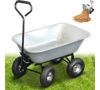FISHTEC Brouette Chariot Jardin 75L 4 Roues Gonflables Benne Basculante 250kg