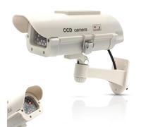 Fishtec ® Camera Factice Extérieur - Fausse Caméra de Vidéosurveillance avec LED Clignotante - Panneau Solaire - Usage Extérieur/Intérieur - Blanc