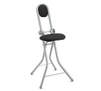 Fishtec Chaise Assis Debout Réglable en Hauteur - Siège Rembourré Idéal Repassage - Pliable Compacte - Charge 100 kg - Atelier Bureau Cuisine