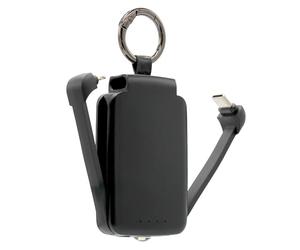 FISHTEC - Chargeur De Poche 3 en 1 2000 mAh - Cables Integres Type C Et Lightning - Power Bank Porte-Cles - Sorties 5V/1A - Batterie Lithium Rechargeable - Torche LED Secours Voyage Bureau
