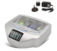 FISHTEC - Chargeur Universel de Piles Rechargeables et Alcalines avec Écran LCD - Compatible AA, AAA, C, D, 9V - Recharge Ni-MH, Ni-CD et Alcalines - Indicateur LED, Niveau de Charge Affiché