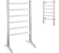 FISHTEC - Chauffe-Serviettes Électrique 90W, 6 Barres, Mobile ou Mural, Sèche Linge et Serviettes, Interrupteur Marche/Arrêt, 555x355x895 mm, Design Élégant Gris G