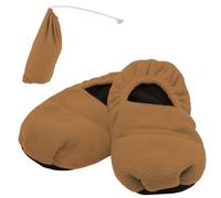FISHTEC Chaussons Chauffants Polaire Marron Micro-ondes | Remplissage en Graines de Lin, Effet Rafraîchissant Réfrigérateur, Housse de Rangement, Pointure 36-40, Détente Pieds