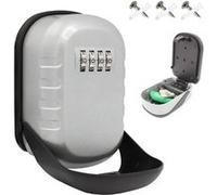 FISHTEC - Coffre à clés sécurisé 4 chiffres, aluminium anticorrosion, 13,5x9x5 cm, couvercle rabattable Gris G