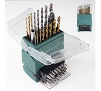 FISHTEC - Coffret de 43 pièces embouts et forets - Embouts CR-V 25 mm, Forets métal, bois et béton, Adaptateur 60 mm, Coffret ABS robuste - Perçage et vissage polyvalent