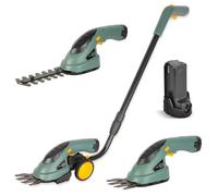 FISHTEC Coupe-bordure et taille-haie sans fil 2 en 1 - Manche télescopique - Lames 10 et 17 cm