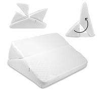Fishtec Coussin 4 en 1 Ajustable Soulage Les Douleurs - Soutiens Le Dos, Surélève Vos Jambes & Tête, Repose Vos Genoux, Problème de Ronflement, Poignée de Transport, Mousse Haute Résilience - Blanc