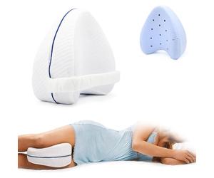 Fishtec - Coussin Entre-Jambes Xtra - Alignement de la tête aux Pieds - Bande de Maintien - Elastique et Doux - Mousse à mémoire de Forme - Confort - Repos - Relaxant - Tissus Respirant