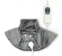 FISHTEC Couvre Épaule et Nuque Chauffant - 3 Intensités Réglables - Détente et Relaxation - Soulage les Douleurs de Dos et Cou - Chauffe Rapide - Matière Polaire - Lavable en Machine