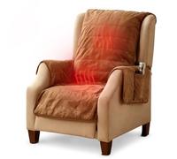 Fishtec Couvre-Fauteuil Chauffant Heat & Style - Suédine Douce, 10 Niveaux de Chaleur, minuterie, télécommande, Lavable en Machine, Fixation antidérapante, 165x160 cm