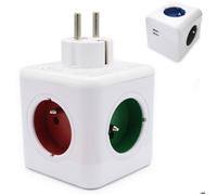 FISHTEC Cube multiprise USB. 4 fiches 2 ports USB stickers d'identification. Sans fil idéal pour prises murales ou multiprises