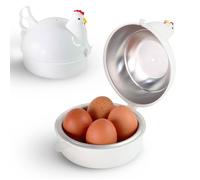 FISHTEC - Cuiseur ?ufs micro-ondes, 4 ?ufs, coque/mollet/dur, polypropylène/alu, Ø16x14 cm, cuisson 4-8 min