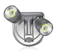FISHTEC Double Projecteur LED Extérieur Sans Fil avec Détecteur de Mouvement, Spots Orientables 180°, Étanche IP44