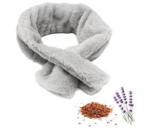 FISHTEC - Écharpe chauffante - Graines de lin et lavande, micro-ondes, chaleur durable, velours ultra doux, housse amovible et lavable, passant maintien - Détente et confort au quotidien