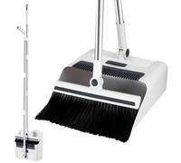 FISHTEC - Ensemble Balai ménage 3 en 1 - Poils Souples pivotant 180°, Brosse Poils durs, Pelle basculante Peigne intégré - Rangement Vertical Compact