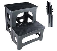 FISHTEC - Escabeau 2 marches Pliable - Larges marches - Antidérapant - Pliage Compact - Polypropylène - Certifié en - Utilisation Maison Travaux Chambre Cuisine Salon - Bibliothèque