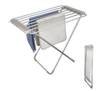 FISHTEC Étendoir à Linge Électrique Chauffant avec 8 Barres en Aluminium Brossé - Sèche-Serviettes Pliable et Compact pour Salle de Bain - Séchage Rapide 45-55°C - Puissance 120W et Format Mobile