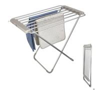 FISHTEC Étendoir à Linge Électrique Chauffant avec 8 Barres en Aluminium Brossé - Sèche-Serviettes Pliable et Compact