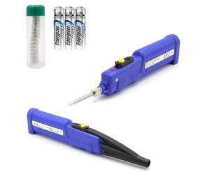 FISHTEC - Fer à souder sans fil sur piles AA - 8 W 450°C panne fine avec fil d'étain inclus - Électronique électricité modélisme bricolage de précision - Réparations rapides à domicile