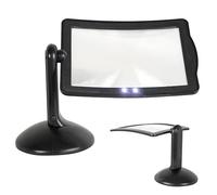 FISHTEC - Grande Loupe de Lecture sur Pied avec Lentille Rotative 360° - Grossissement x3 - Éclairage 2 LEDs - Mains Libres pour Lecture, Couture, Manucure, Bricolage, Timbres ou Billets - Noir