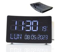 Fishtec - Horloge Curve XXL, écran incurvé, Chiffres XXL, USB/CR2032, 24,5x16x3,9 cm, 0,57 kg, 2 alarmes, Snooze, température, 5 Langues, Mur/posé