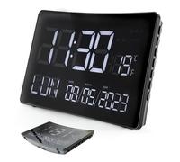 Fishtec Horloge Curve XXL Écran incurvé – Heure Date Température 2 alarmes Snooze Mur/Bureau USB