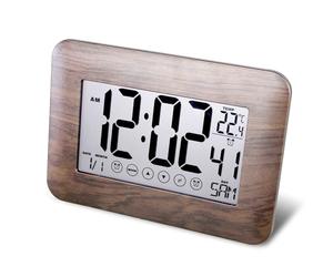 Fishtec Horloge Digitale Tactile Radiopilotée - Température Ambiante- Grands Chiffres (6.7cm) - Murale ou à Poser - Snooze - 8 Langues Programmables
