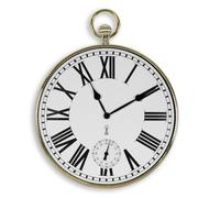 FISHTEC Horloge gousset vintage - Radio-pilotée, chiffres romains, lecture facile - Dorée - Ø 30 cm
