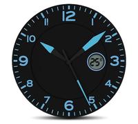 FISHTEC Horloge Murale Bleu Nuit en ABS avec Écran LCD pour Température ambiante - Pendule silencieuse avec Affichage 12 Heures pour Salon Cuisine et Bureau - 25,4 x 3,5 cm