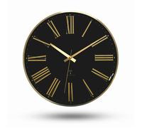 Fishtec Horloge murale chiffres romains - Radio-pilotée RCC - Silencieuse - 30,5 cm - Noir
