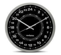 FISHTEC Horloge Murale Design Moderne 24 Heures avec Cadran Lisible et Lecture des Minutes - Mouvement à Quartz de Haute Précision - Idéale pour Salon et Bureau - Diamètre 30 cm Coloris Gris et Noir