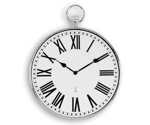 FISHTEC Horloge Murale Design Montre Gousset Argentée Chic | Cadran rétro blanc, index anciens lisibles, mécanisme horaire autonome, boîtier circulaire de 30 cm suspendu pour cuisine