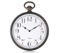 Fishtec Horloge Murale Design - Montre Gousset Vintage - Lecture Facile avec Ses Grands Chiffres - Convient pour la Cuisine, Bureau, Salon 30 CM - Noir & Cuivre