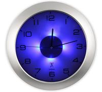 Fishtec - Horloge Murale Lumineuse - Radio-Pilotée - 4 LED Bleues - Détecteur d'Obscurité - 3 Modes d'Eclairage : Permanent/Désactivé ou Automatique - 30 cm