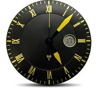 Fishtec - Horloge Murale Moderne dorée, Chiffres Romains, écran LCD température, 25,4x3,5 cm, ABS, Pile AA, Aiguilles lisibles Bleu/Noir, Design élégant pour Salon, Chambre, Cuisine, Bureau