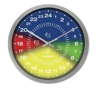 FISHTEC Horloge Murale Précision 24 Heures - Lecture facile : Moments / Phases de la Journée en Couleurs - Vitre en Verre - Ø 30 cm