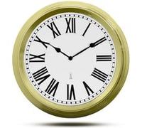 FISHTEC Horloge Murale Radiopilotée Ø25 cm - Chiffres Romains, Silencieuse, Ultra Précise, Style Vintage, Verre Bombé, Cadre Mouluré, Noire et Blanche, Fonction Été/Hiver Automatique Or G
