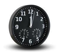 Horloge murale radiopilotée hygromètre thermomètre fond noir