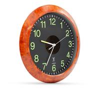 FISHTEC Horloge murale solaire radiopilotée - Chiffres phosphorescents, look bois - Heure exacte jour/nuit - Ø 30 cm
